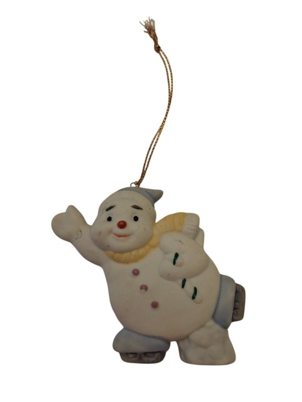 Vintage Snowman Christmas Ornament Porcelain Ceramic Holiday Tree Decoration